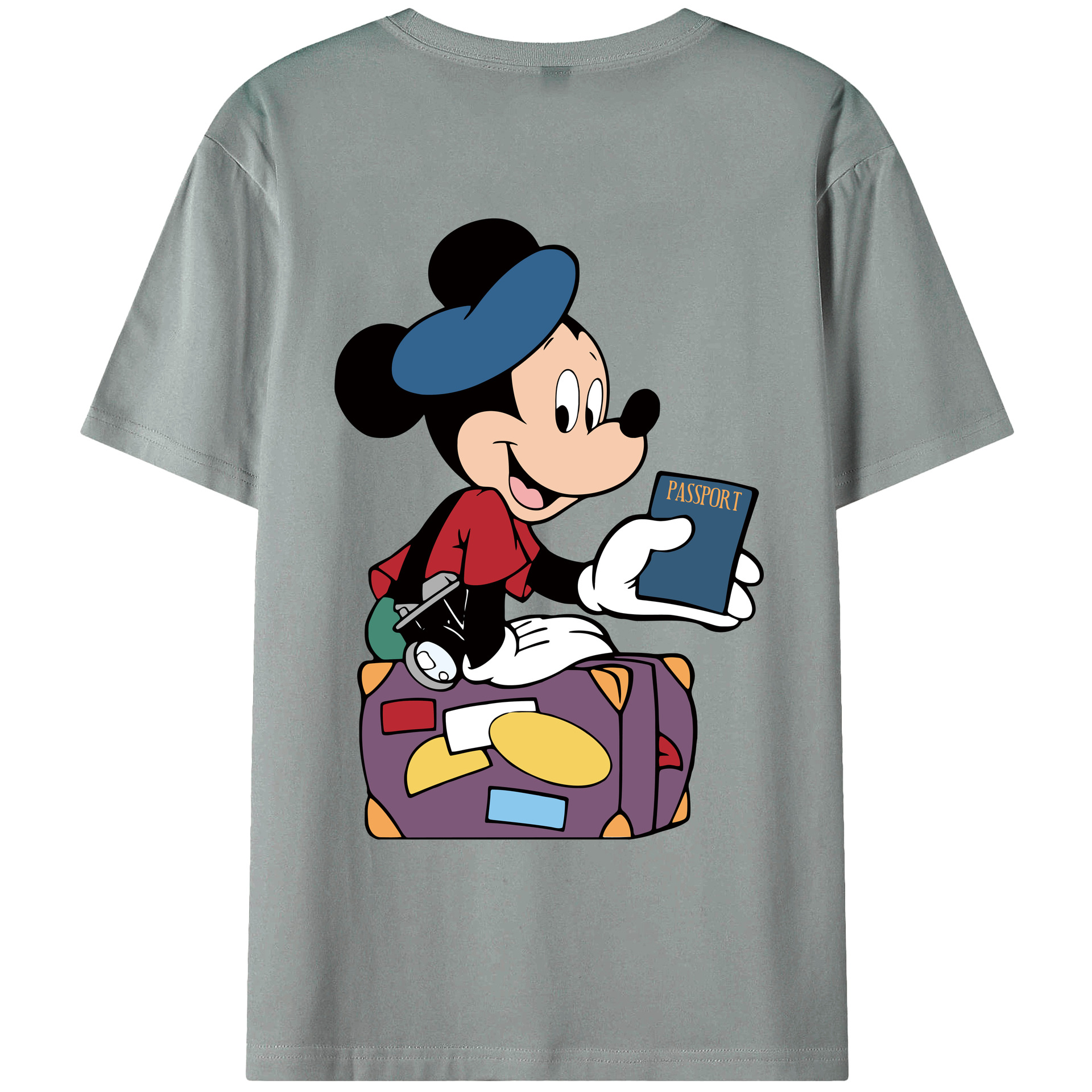 ミッキーマウス Mickey Mouse 綿100％ メンズ半袖Tシャツ（バックプリント） 通気性